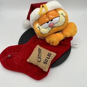 Garfield Christmas Stocking With Cat Nip And Bell String *Rare EUC
